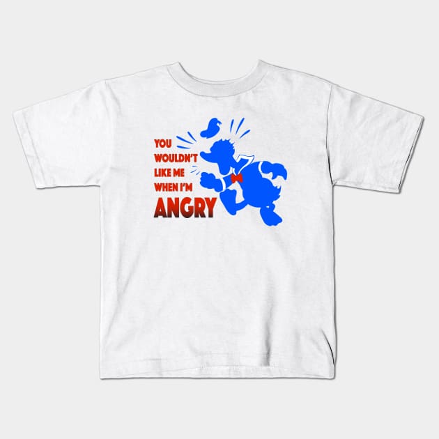 Donald Duck Smash Kids T-Shirt by KimbasCreativeOutlet